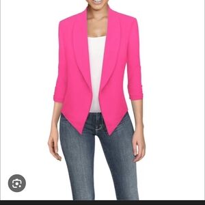 Bebe Hot Pink Cropped Blazer Size Small Open Front Statement Jacket